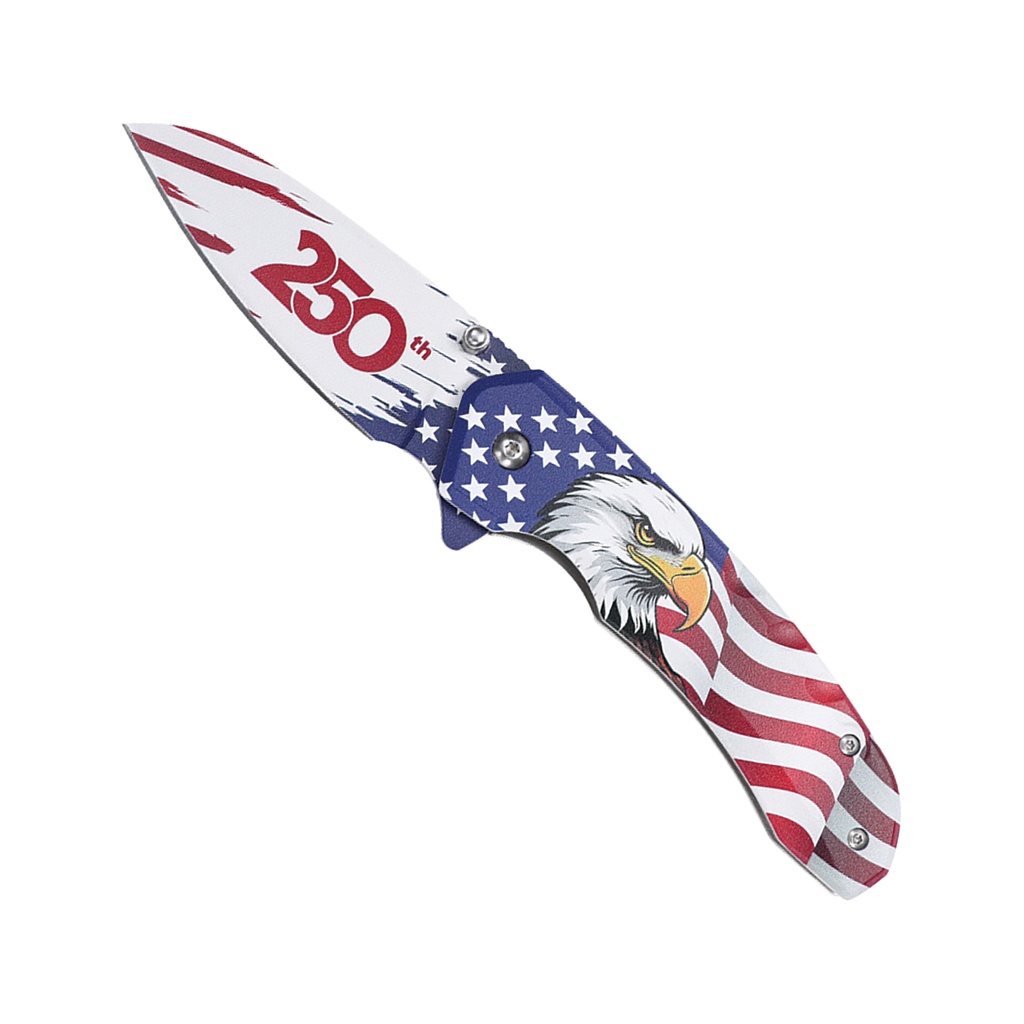 SAMPLE - Eagle Honor 250th Anniversary Spring Assisted Knife - USA Flag