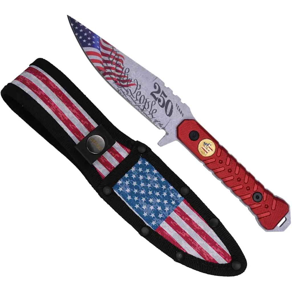 SAMPLE - Liberty Oath Anniversary Fixed Blade Knife - Red Patriot