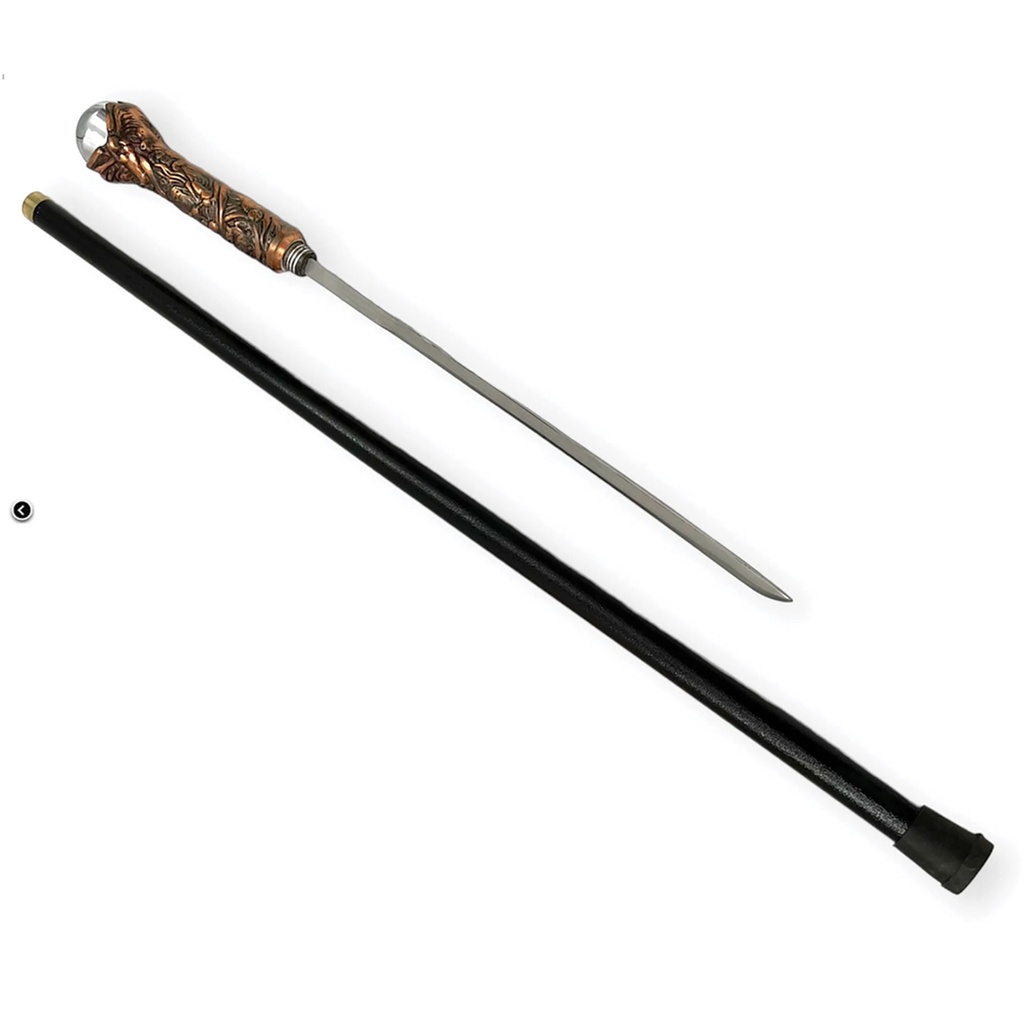Lightbearer Orb Relief Steampunk Sword Cane - Copper