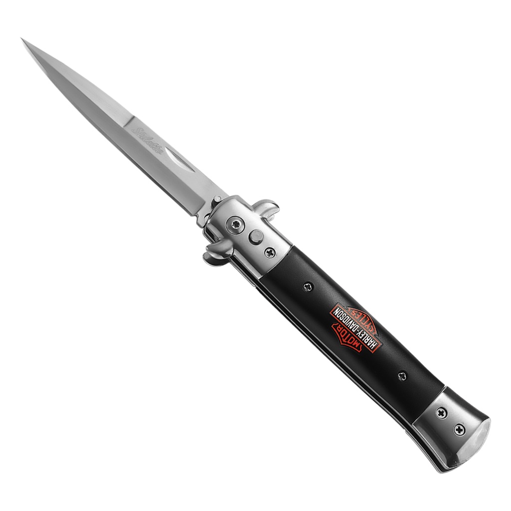 Heritage Road Push-Button Stiletto Automatic Knife - Black Marble
