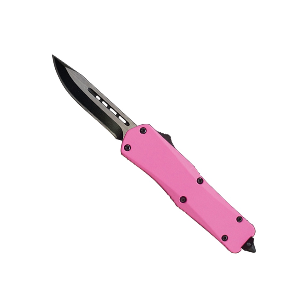 Stealth Bloom Slide-Action OTF Knife - Pink Aluminum