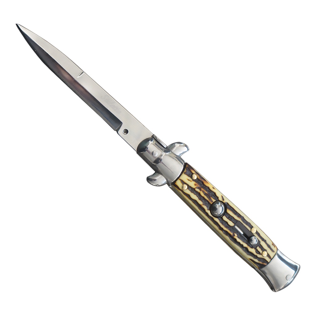 Godfather Heritage Quick-Deploy Stiletto Switchblade - Stag