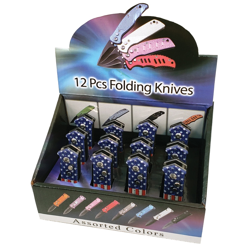 Stars & Stripes Micro-Deploy Automatic Knife - USA Flag Aluminum