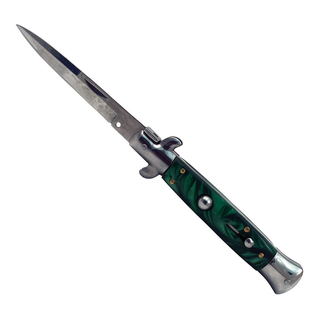 Emerald Godfather Quick-Deploy Stiletto Automatic Knife - Green Marble