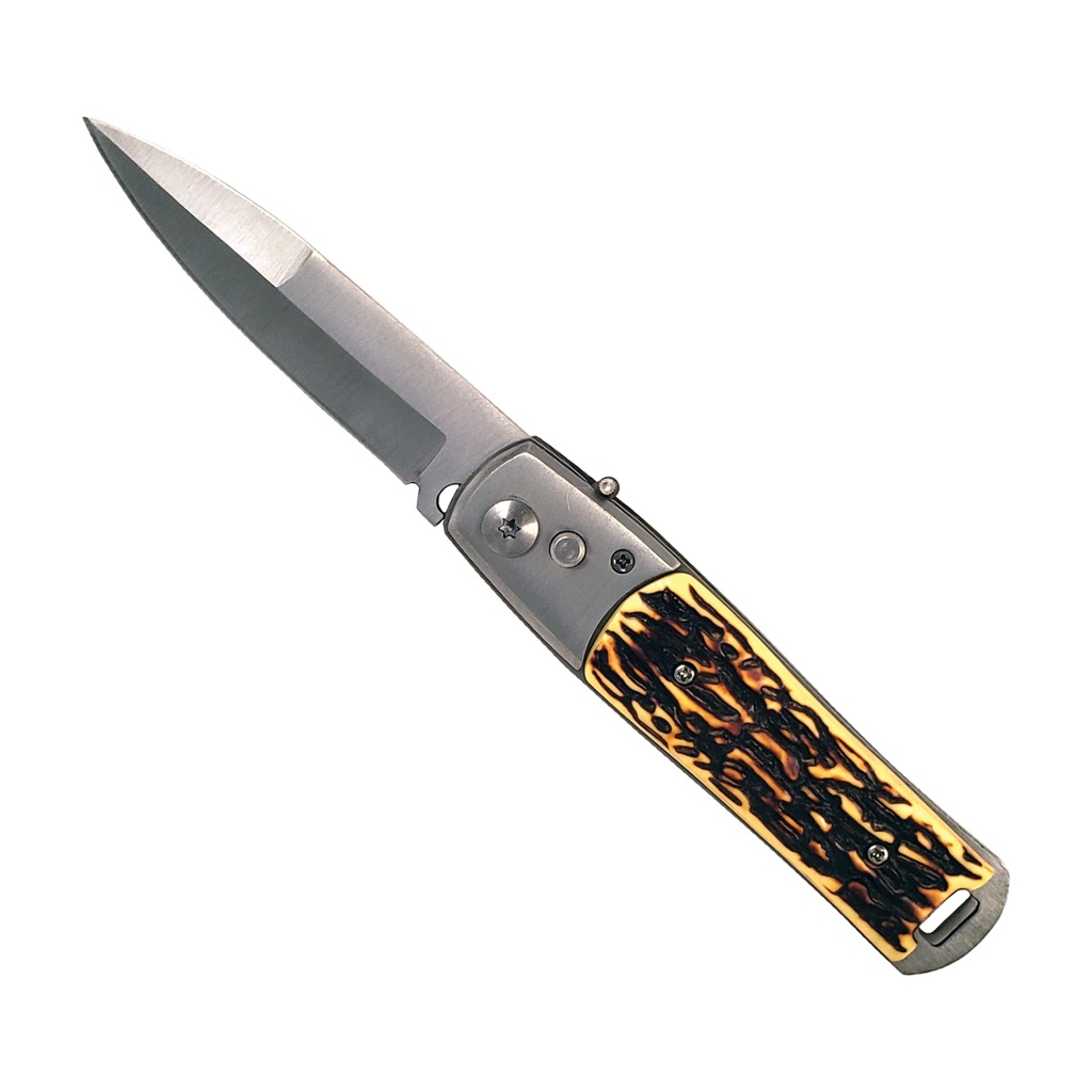 Heritage Jig Bone Quick-Deploy Spear Point Automatic Knife - Faux Bone