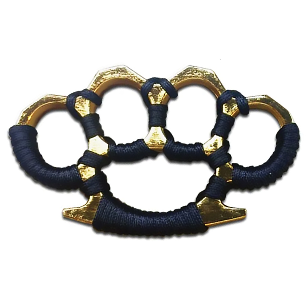Tactical GripMaster Cord-Wrapped Metal Knuckles - Gold