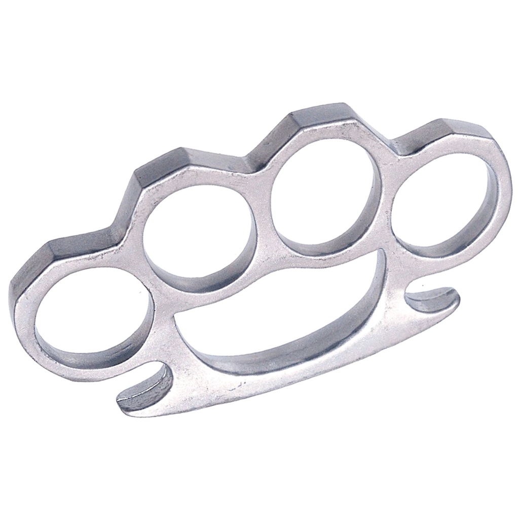 Four-Ring Compact Brass Knuckles - Silver Steel