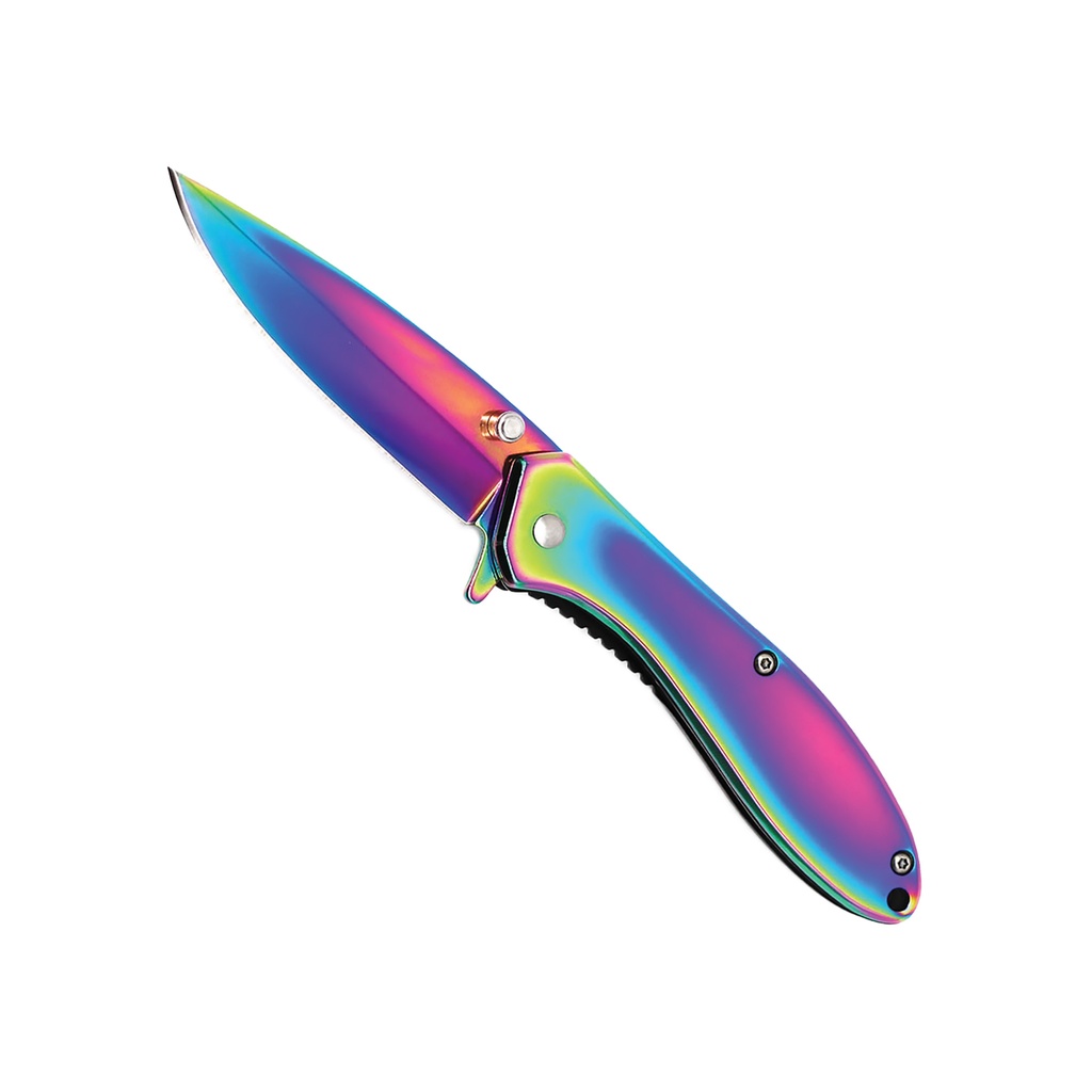 Chromatic Sleek Quick-Flip Spring Assisted Knife - Rainbow/Black