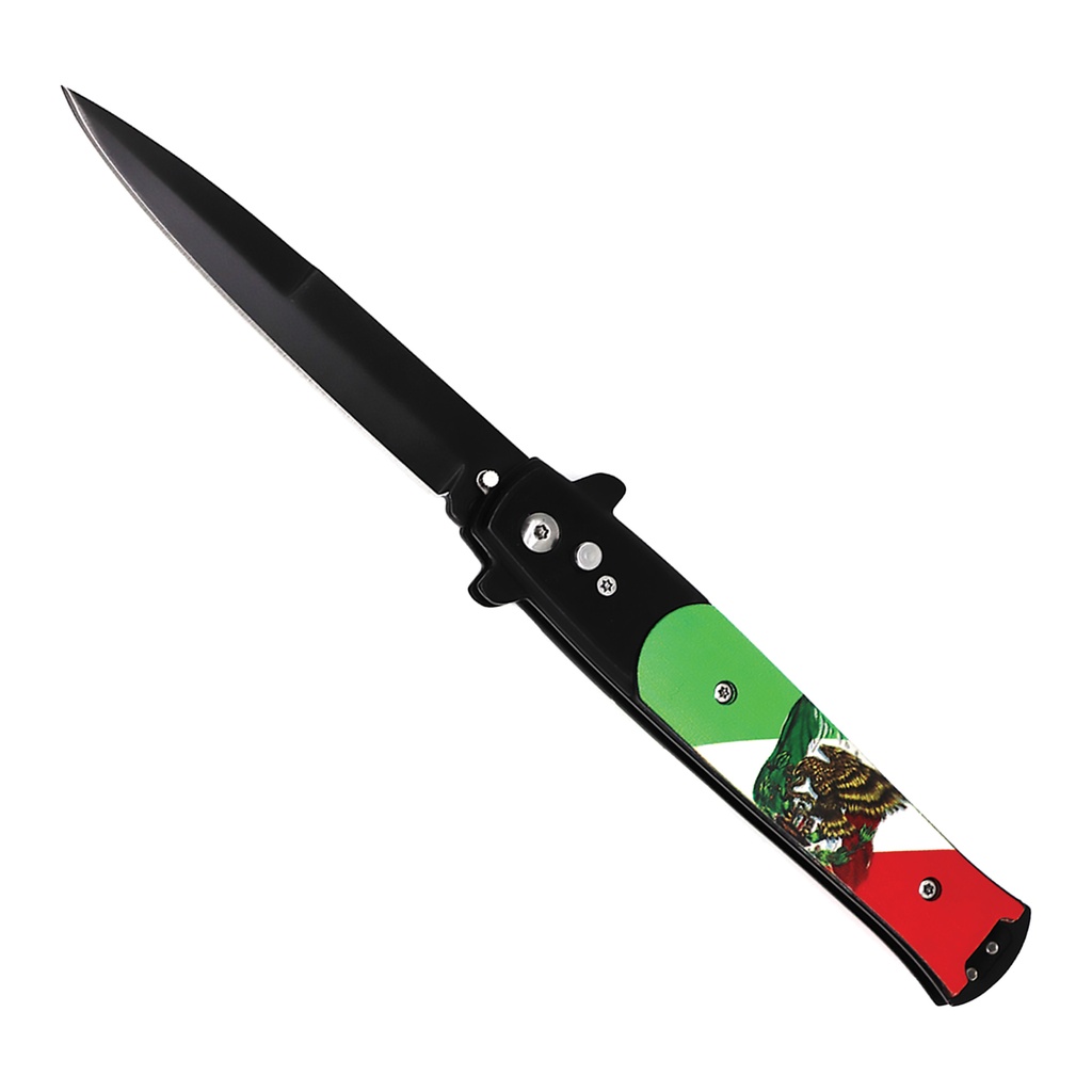 Viva Mexico Push-Button Stiletto Automatic Knife - Mexican Flag