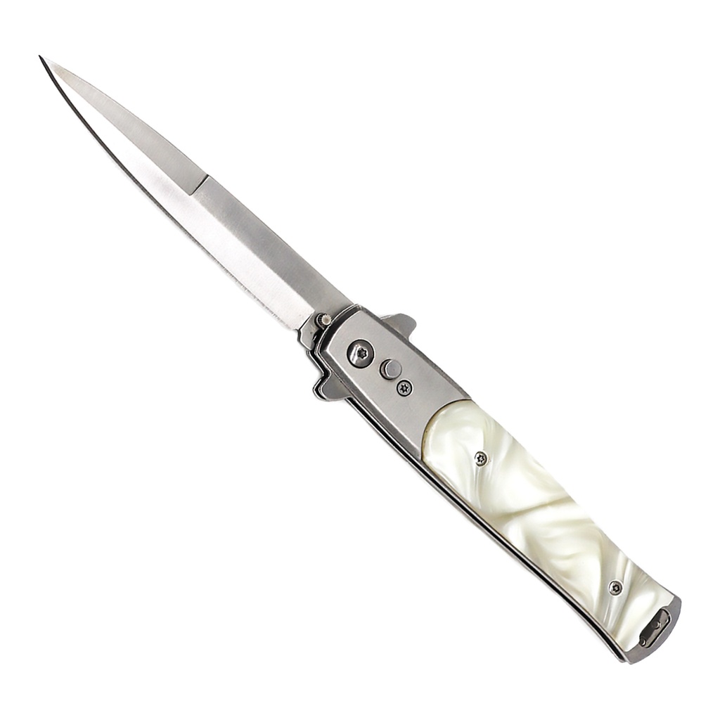 Marble Vein Dress-Ready Stiletto Automatic Knife - White Inlay