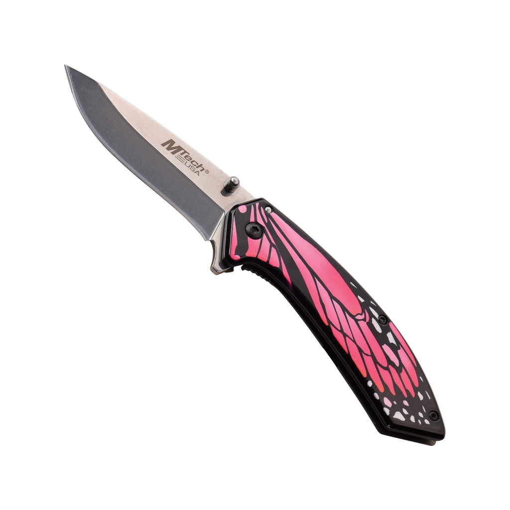Butterfly Bloom Spring-Assisted EDC Knife - Pink Stainless