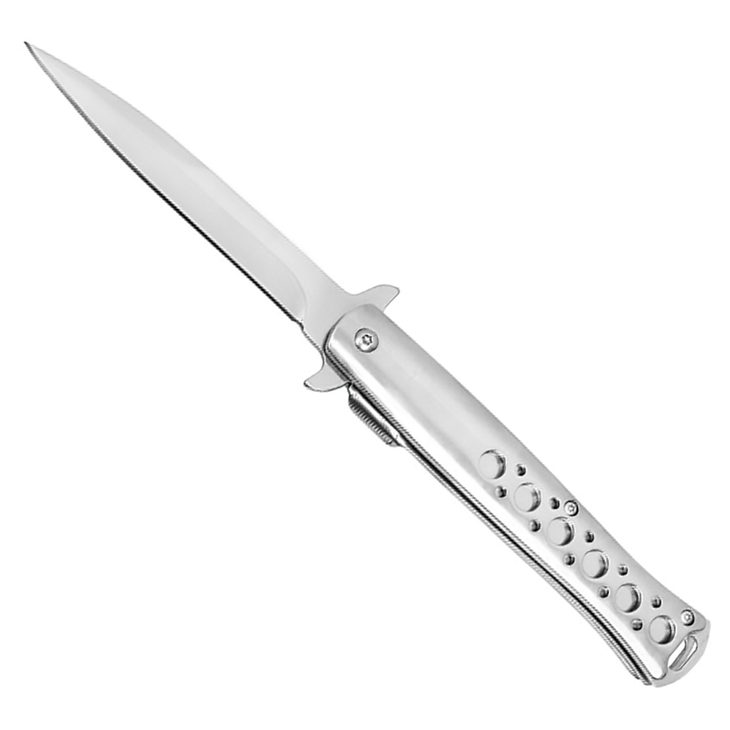 Silver Spike Quick-Deploy Stiletto Knife - Polished Steel