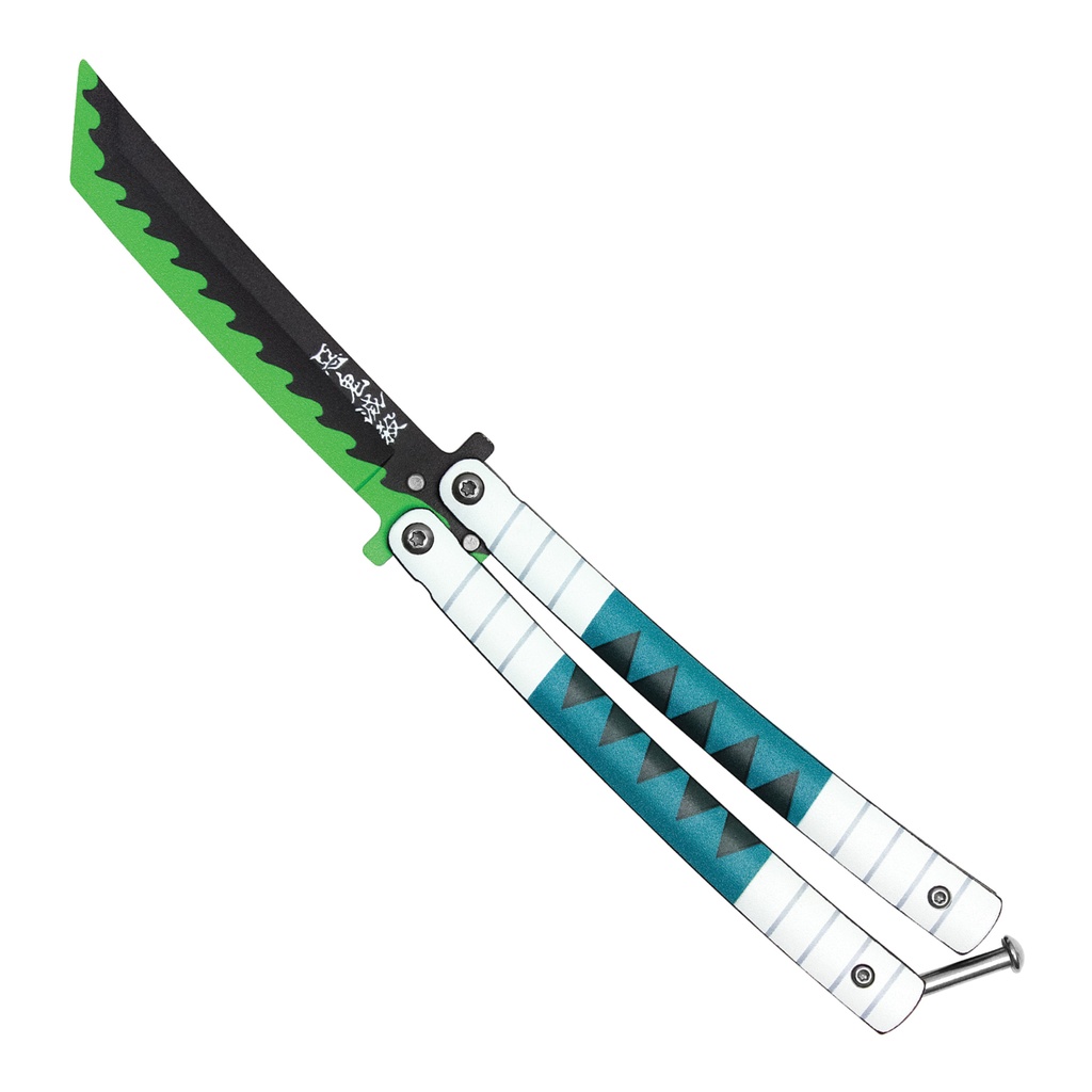 Windborne Hashira Katana-Style Butterfly Trainer Knife - White Teal Aluminum