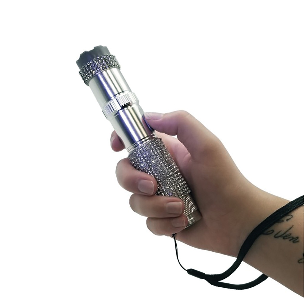 StreetLuxe Rhinestone Stun Gun Flashlight - Silver