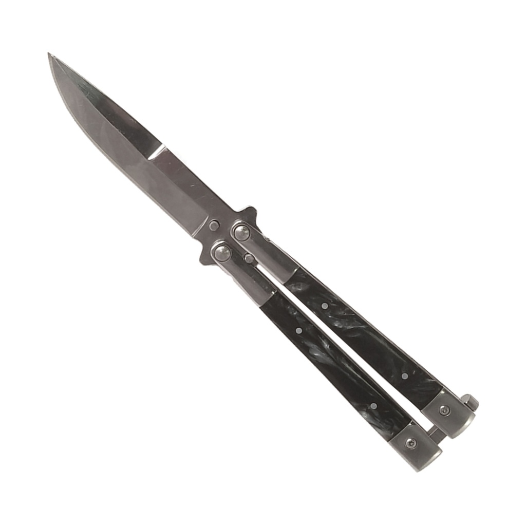 Midnight Pearl Showpiece Butterfly Knife - Black Pearl Inlay
