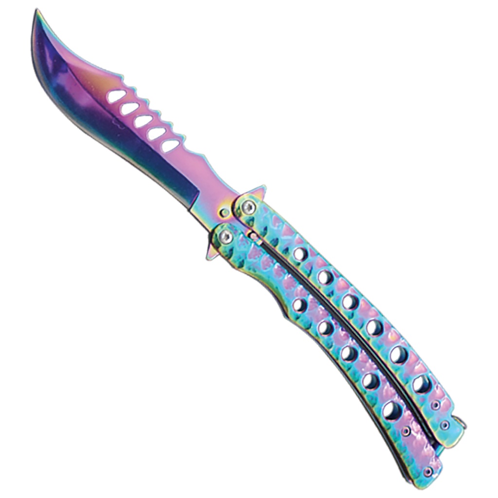 Prism Recurve Showpiece Butterfly Knife - Rainbow Titanium
