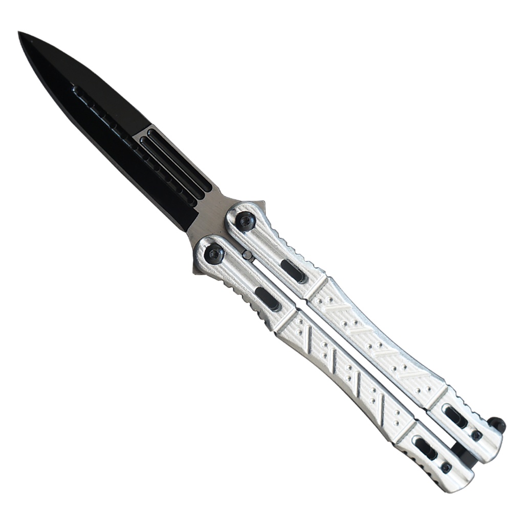 Spearpoint Contrast Precision Butterfly Knife - Silver Aluminum