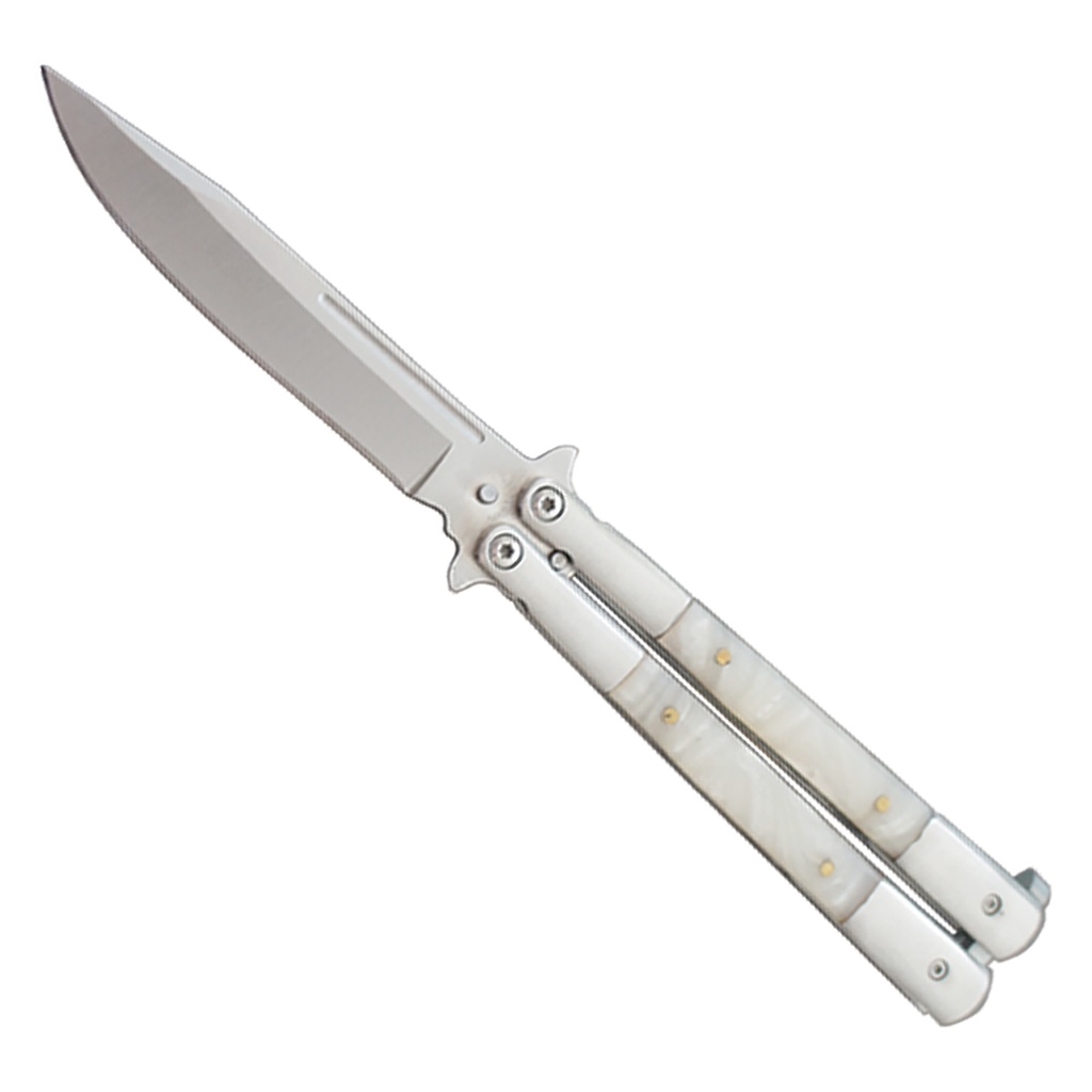 Marble Current Balanced Butterfly Knife - White Marble