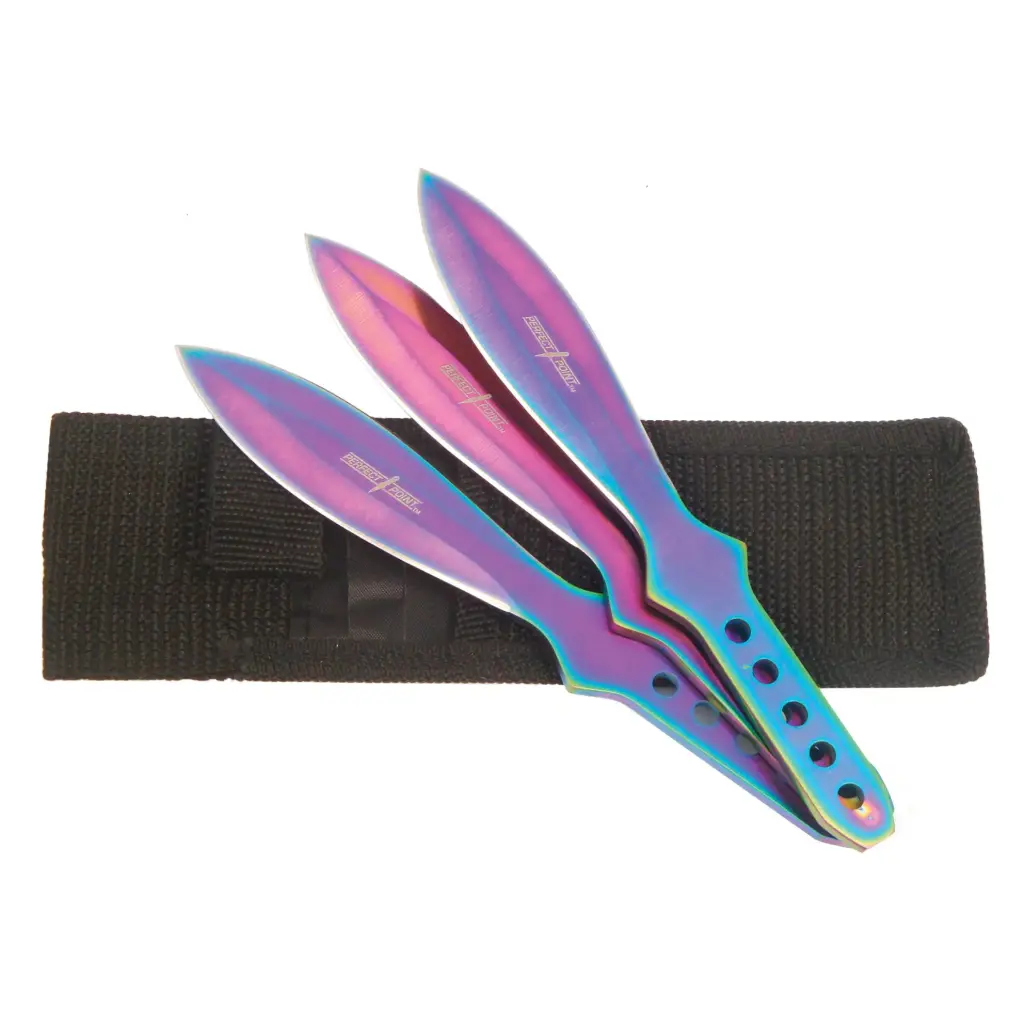 Prism Strike Double-Edge Throwing Knife Set - Rainbow Steel