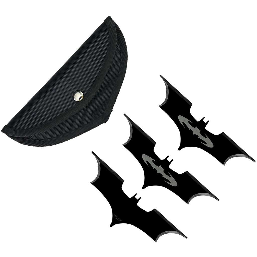 Shadow Bat Balanced Throwing Star Set - Matte Black Steel