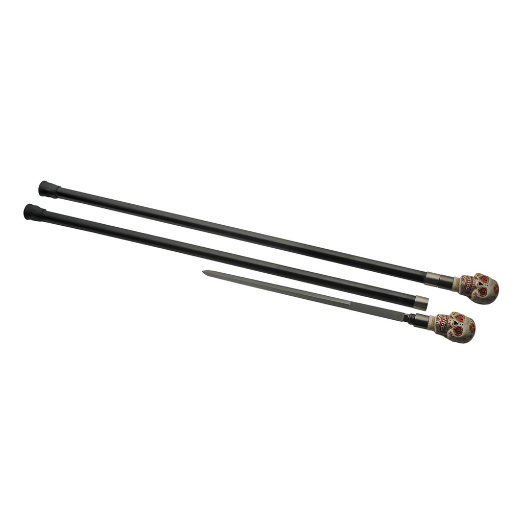 Ethereal Calavera Collector Sword Cane - Black Resin