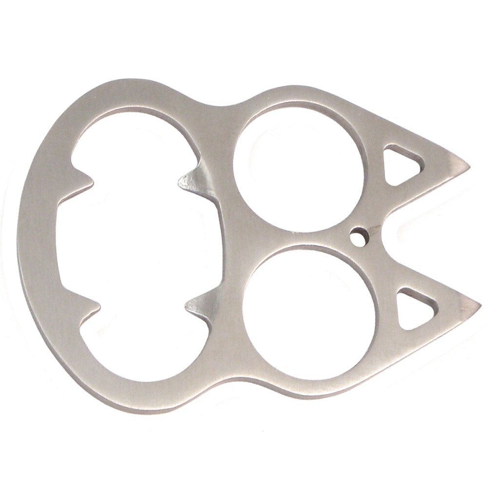 Twin Fang Belt-Ready Spiked Knuckle - Metallic Silver