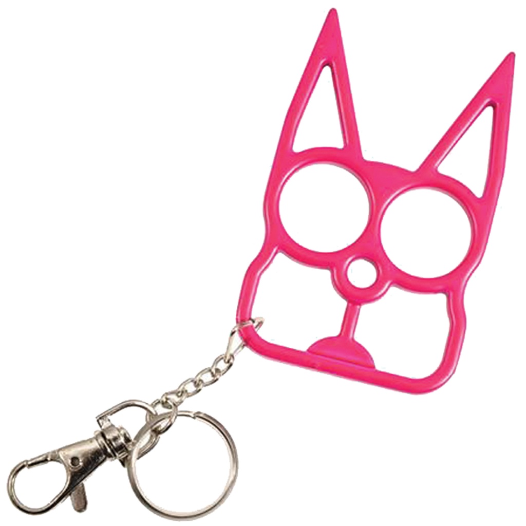 Feline Guardian Impact Defense Keychain - Hot Pink