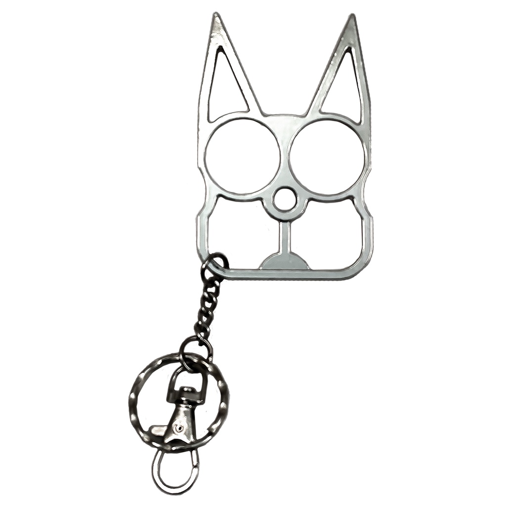 Stealth Feline Guardian Self-Defense Keychain - Silver
