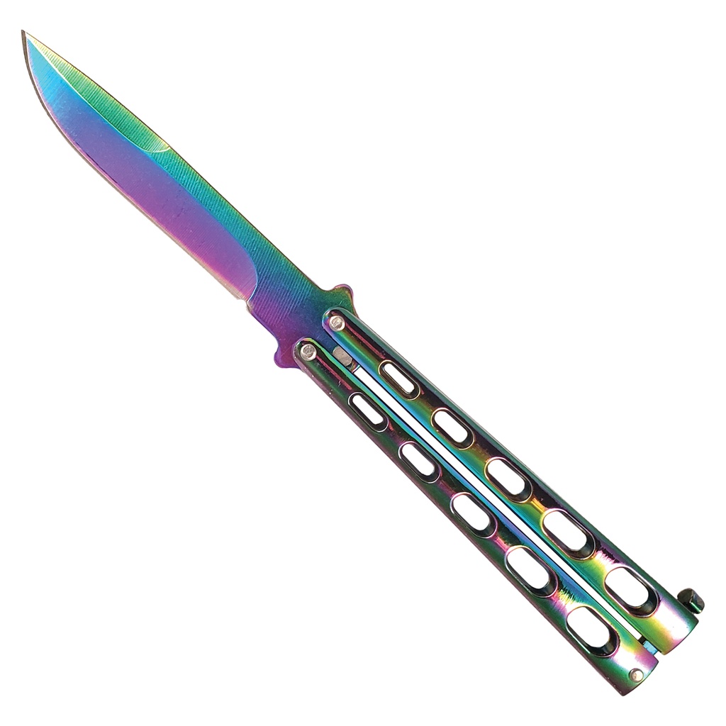 Prism-Ported Balance Butterfly Knife - Rainbow Steel