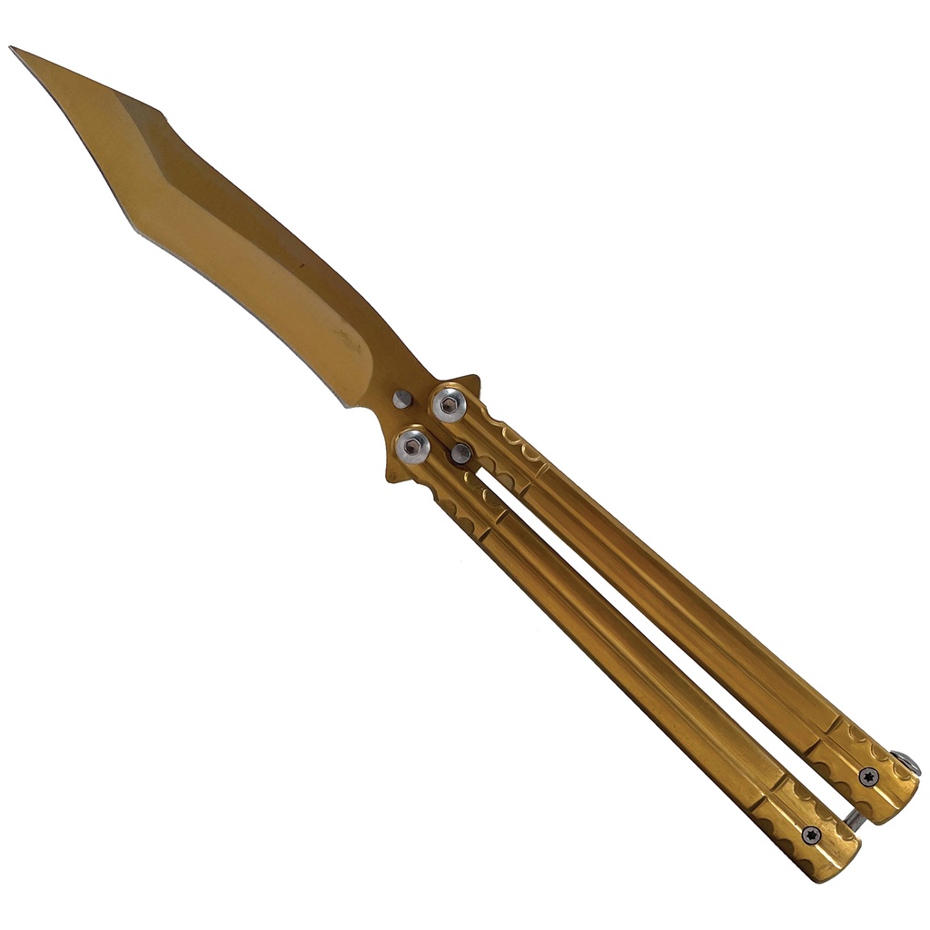Aurelian Recurve Showpiece Butterfly Knife - All Gold