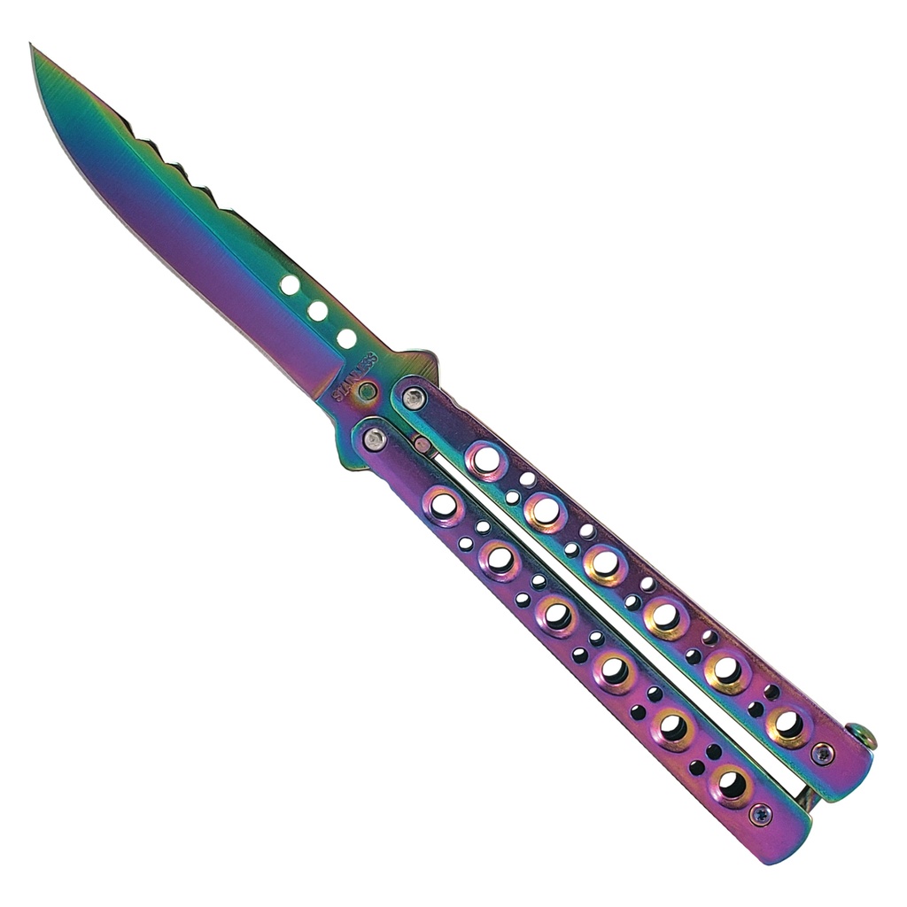 Prismatic Classic Display-Ready Butterfly Knife - Rainbow Steel
