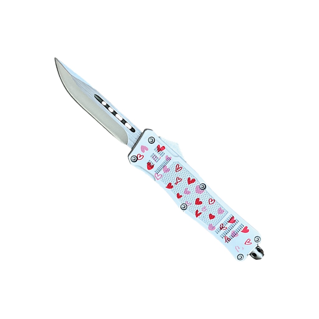 Heartline Slide-Action OTF Knife - White Zinc