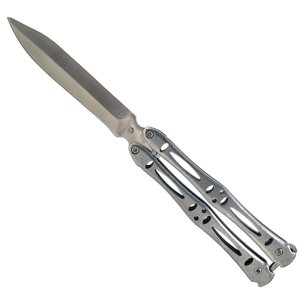 Monochrome Spear Balance Butterfly Knife - Matte Silver