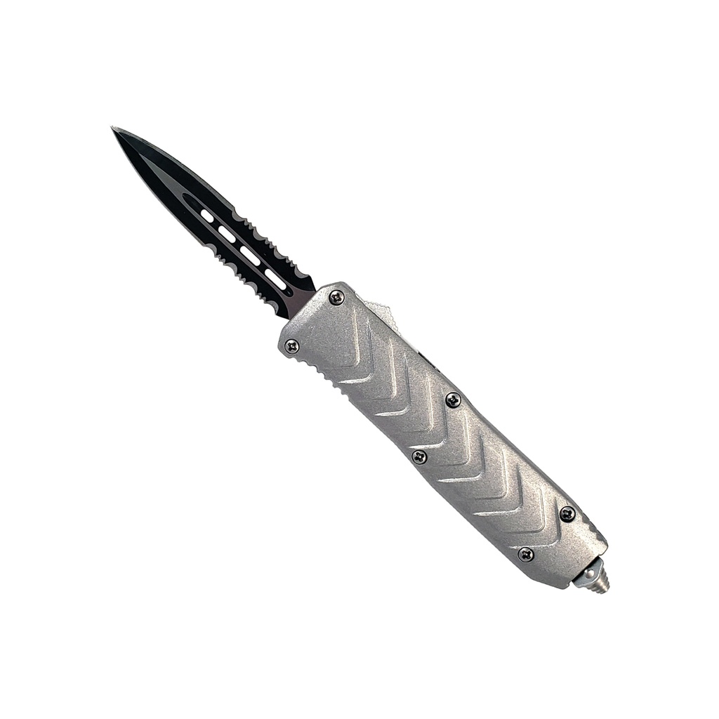V-Channel Gripster Double-Action OTF Knife - Silver