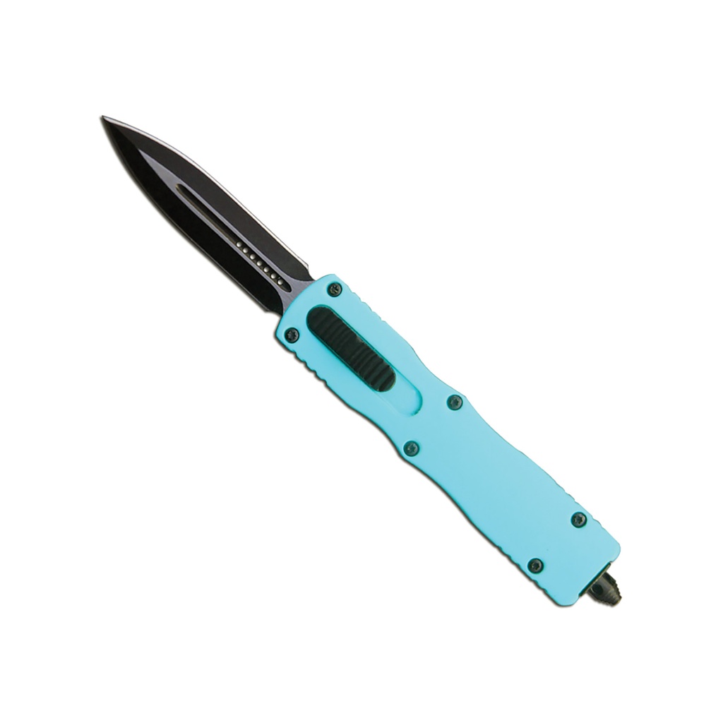 Aqua EasyGrip Front-Switch Mini OTF Knife - Teal Aluminum
