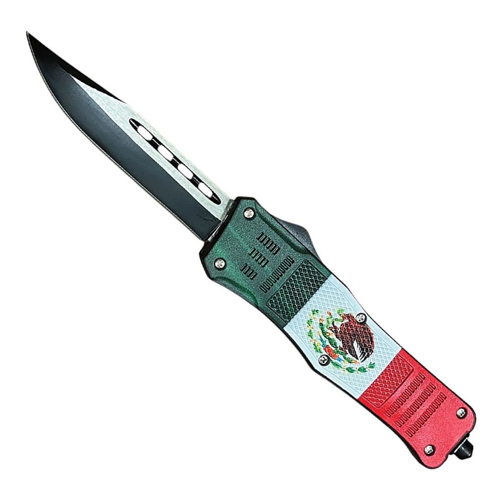 Tricolor Pride Fast-Deploy OTF Knife - Mexico Flag ABS