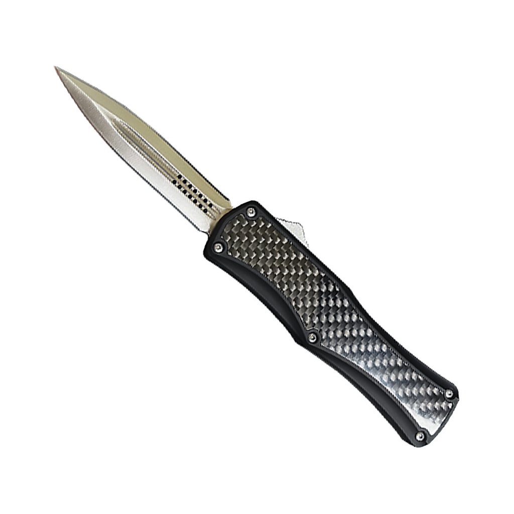 Carbon-Weave Urban Stiletto OTF Knife - Silver Blade
