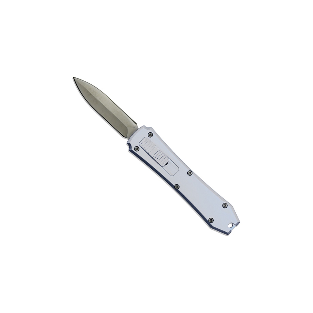 SwitchTop Monochrome Mini OTF Knife - All-Silver Aluminum