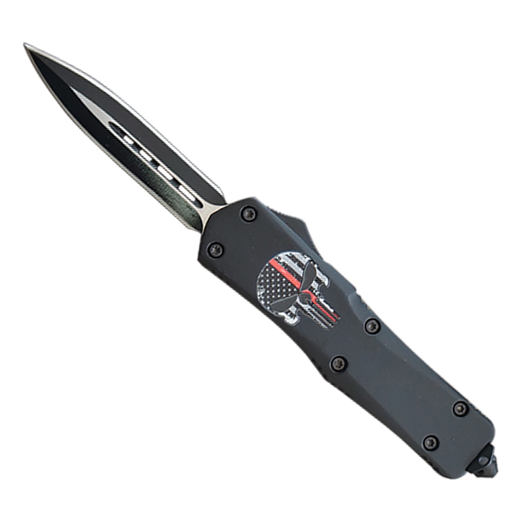 Red Skull Operator Double-Action OTF Knife - Matte Aluminum