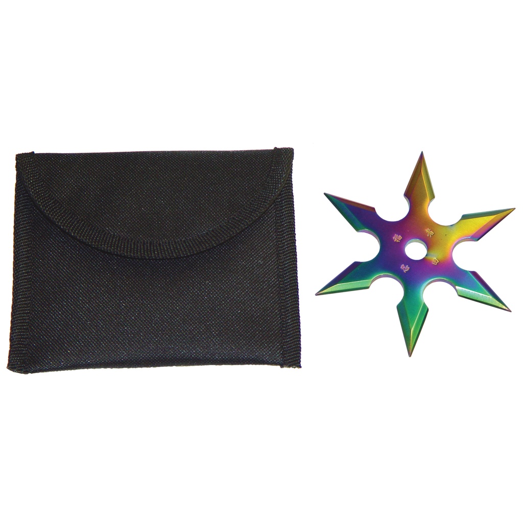 Prism Sigil Futuristic 6-Point Throwing Star - Rainbow Titanium