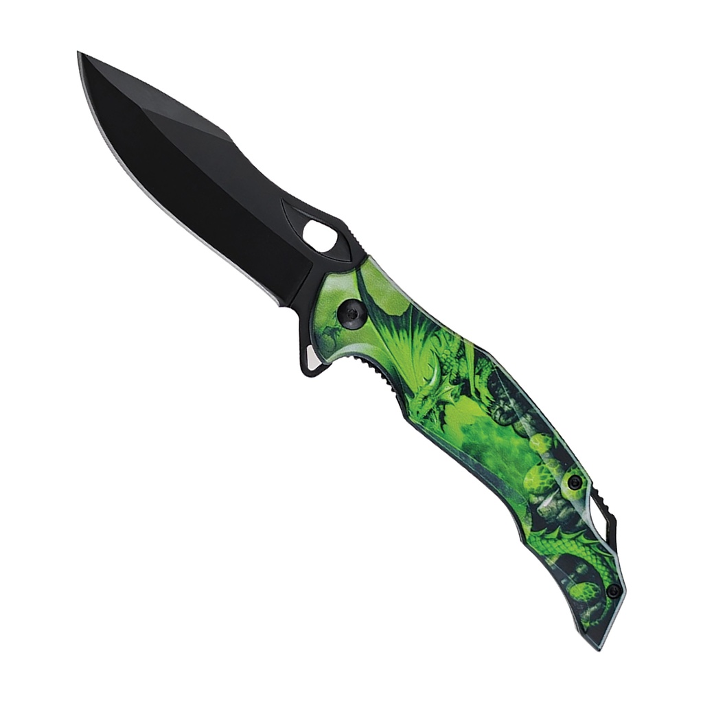 Emerald Warden 3D-Embossed Spring-Assisted Knife - Aluminum Green