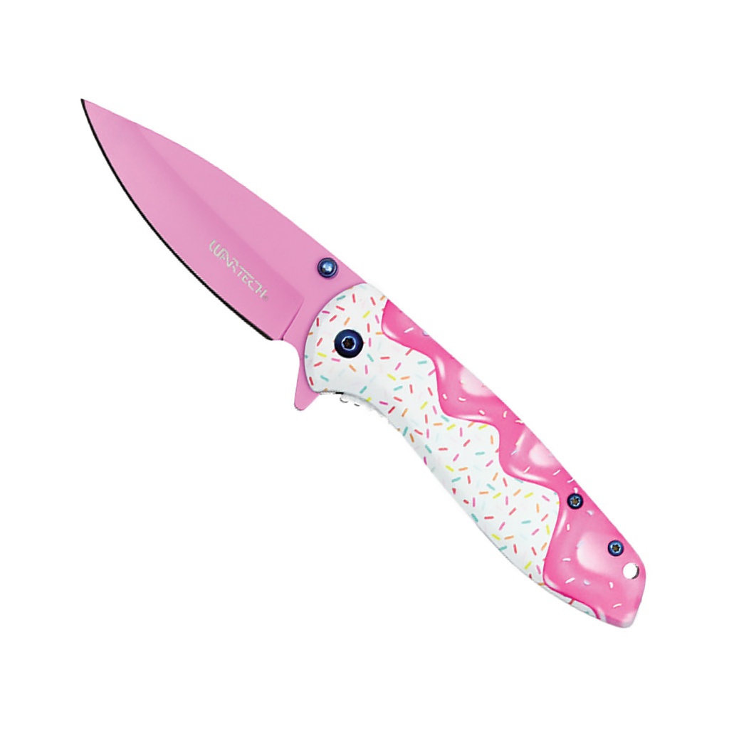 Candy Sprinkle Quick-Deploy Spring Assisted Knife - Pink Blade