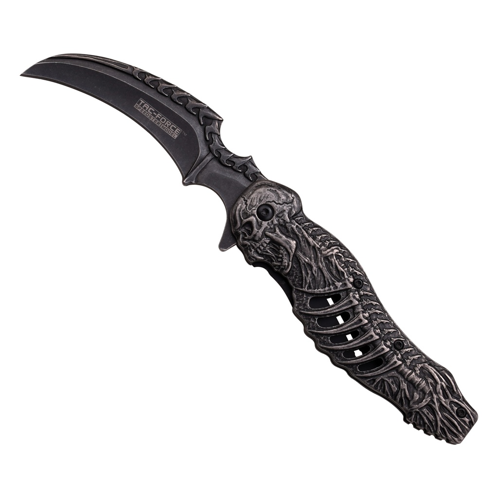 Skeleton Raptor Quick-Deploy Spring Assisted Knife - Stonewash Steel
