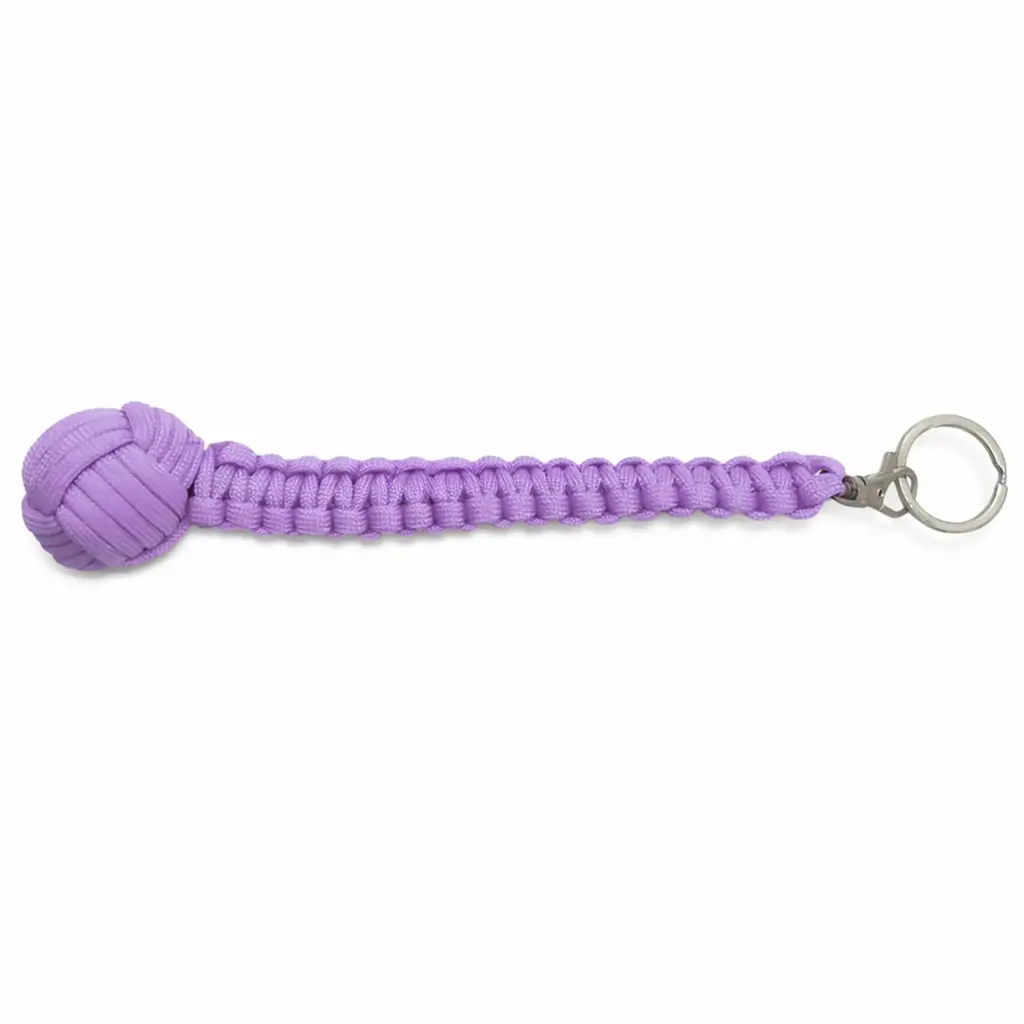 Amethyst Coil Quick-Clip Monkey Fist Keychain - Purple Paracord
