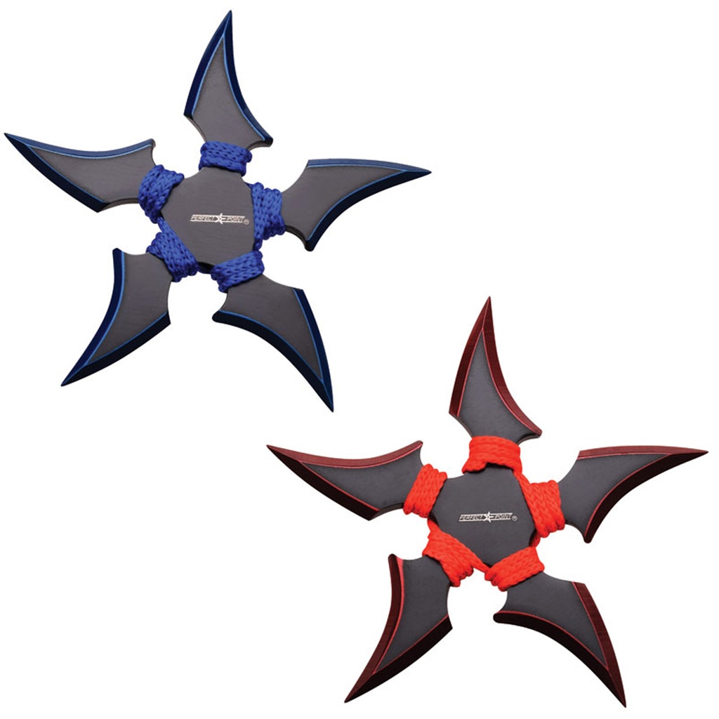 Twin Vortex Balanced Throwing Star Set - Blue & Red