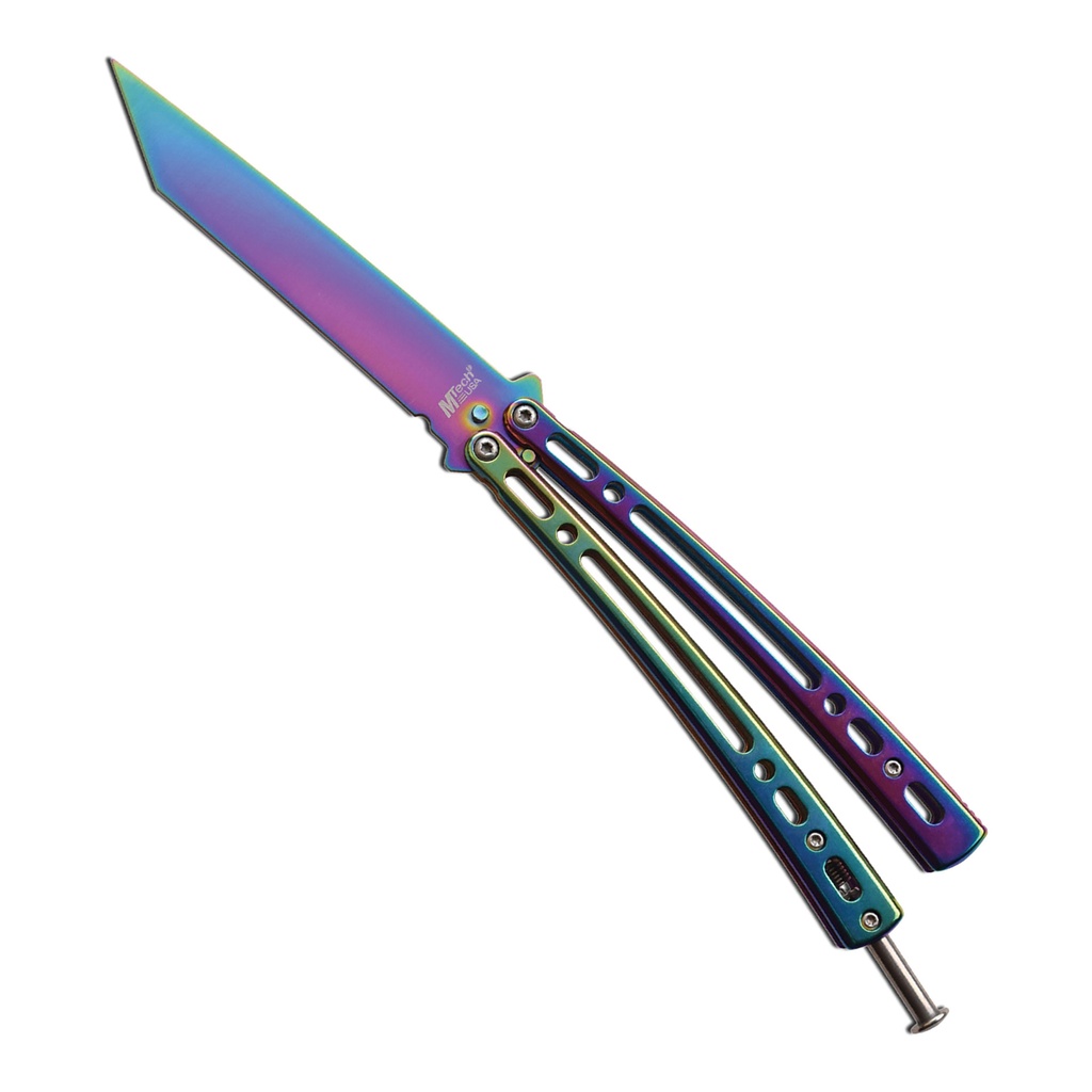 Prism Flow Tanto Butterfly Trainer Knife - Rainbow Steel