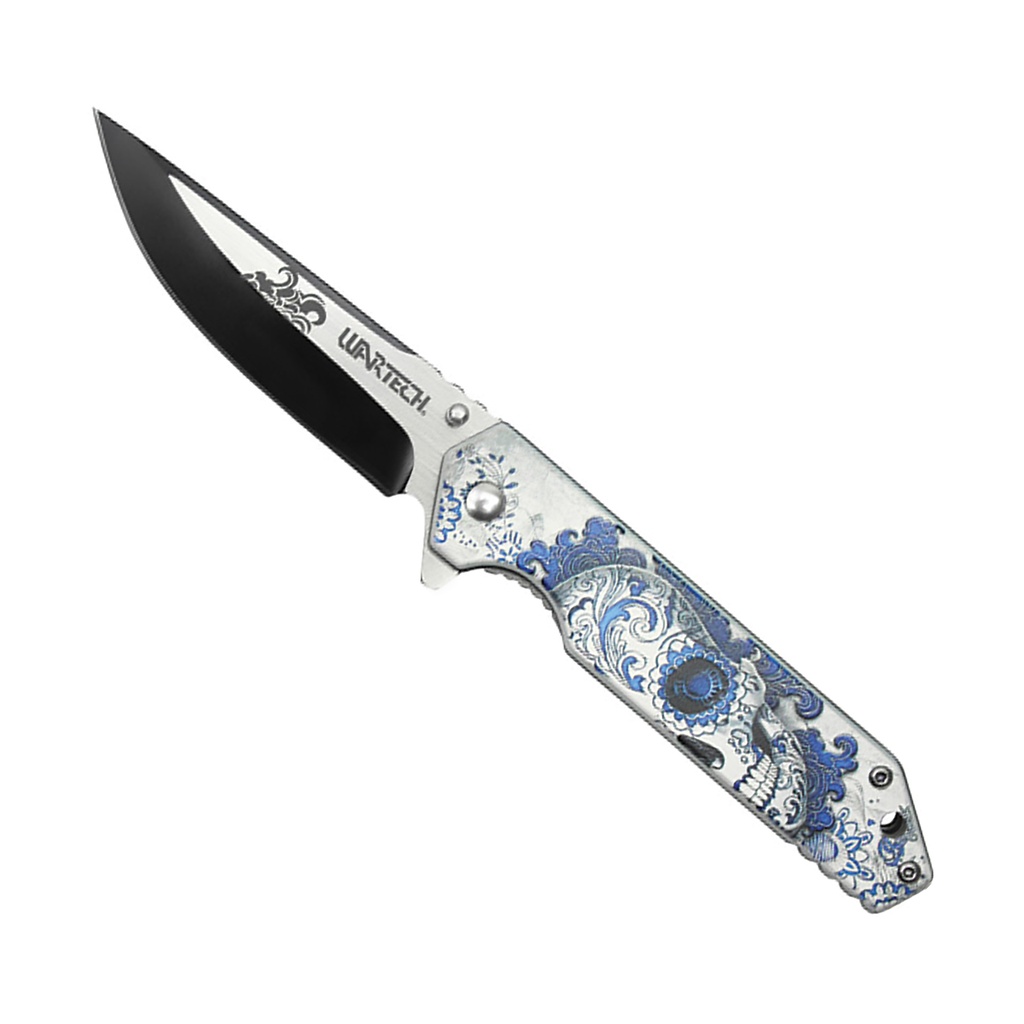 Calavera Elegante Quick-Deploy Spring-Assisted Knife - Azure Stonewash