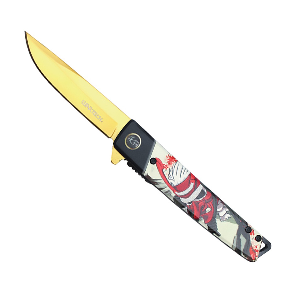 Golden Tengu Rapid-Flipper Spring Assisted Knife - Gold Blade
