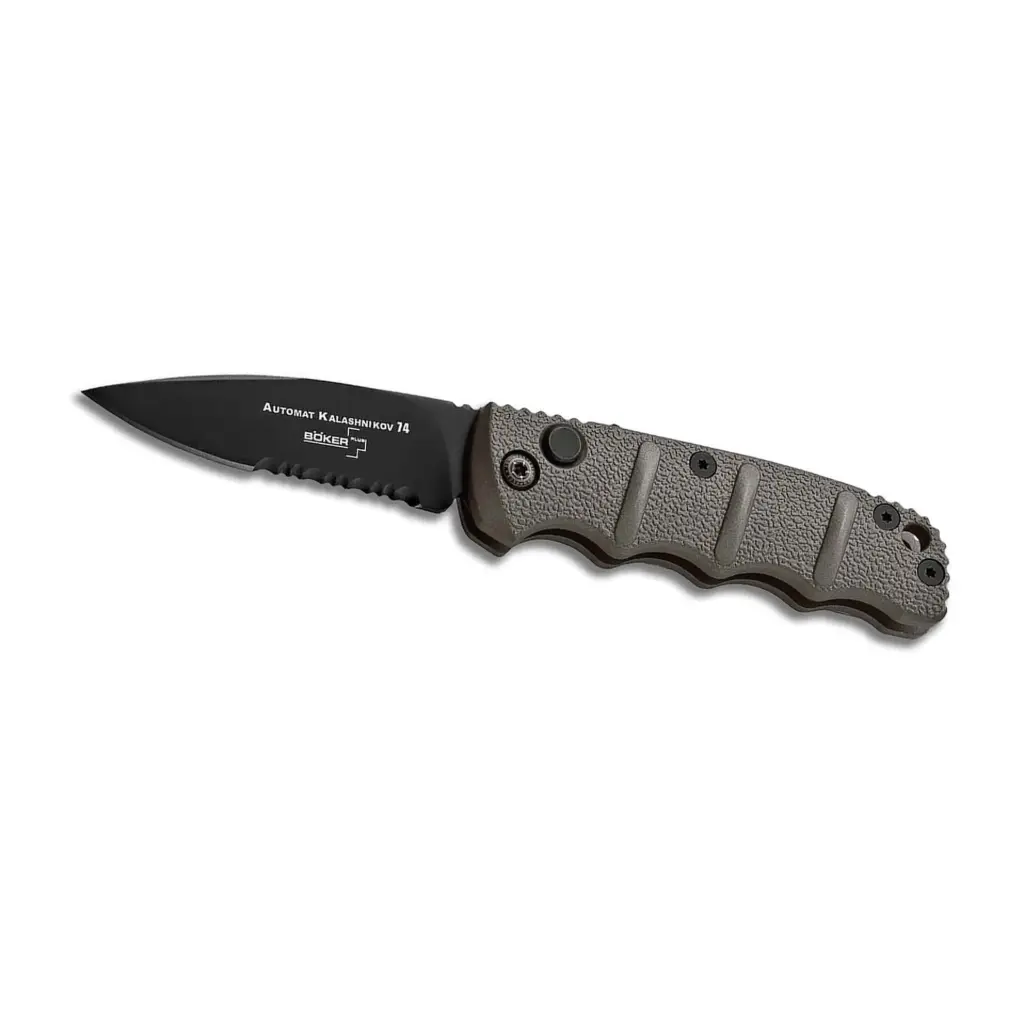 Tactical Groove Precision Mini Automatic Knife - Gray Aluminum
