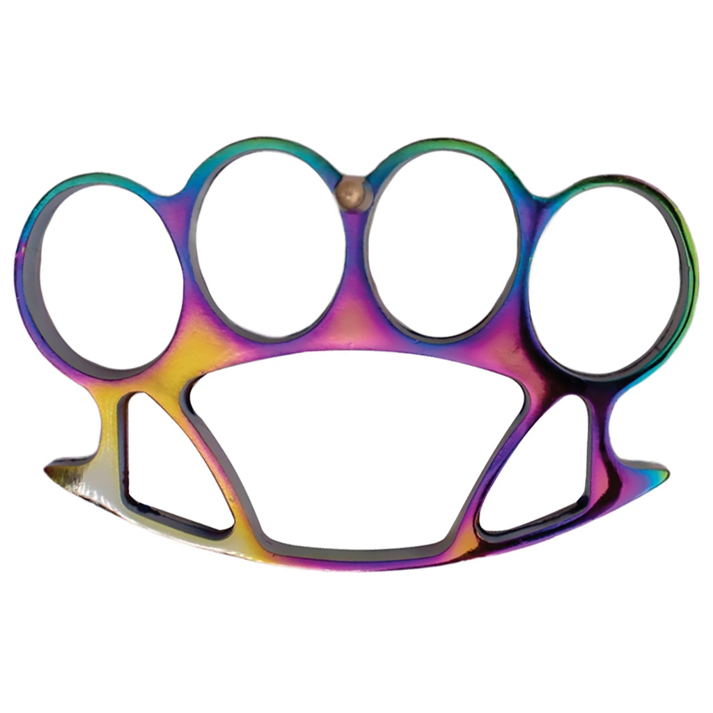Prism Impact Heavyweight Brass Knuckles Paperweight - Rainbow Metal